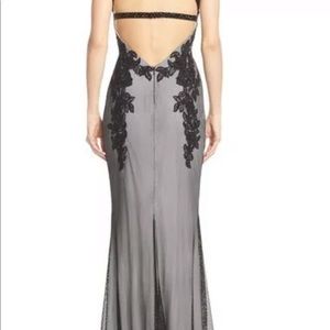 Faviana Embellished Mesh Gown